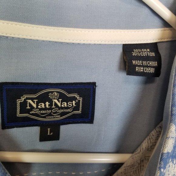 Nat Nast Luxury Originals Mens L Blue Geometric Sh - Picture 6 of 7